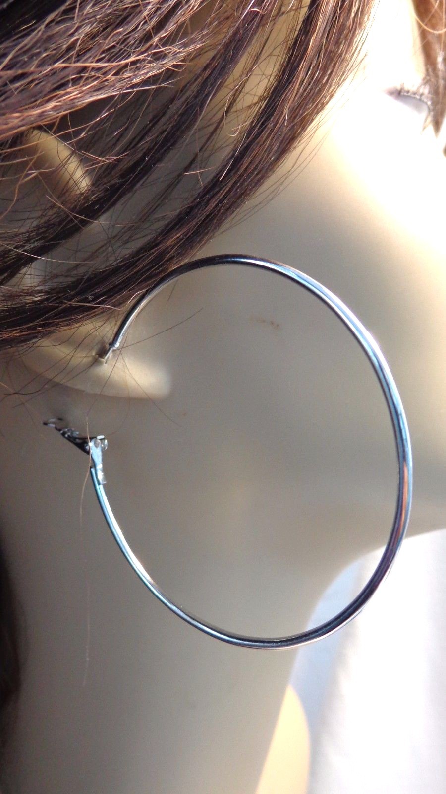 2.25 inch HOOP EARRINGS SILVER TONE RHODIUM HOOP EARRINGS CLASSIC HOOPS