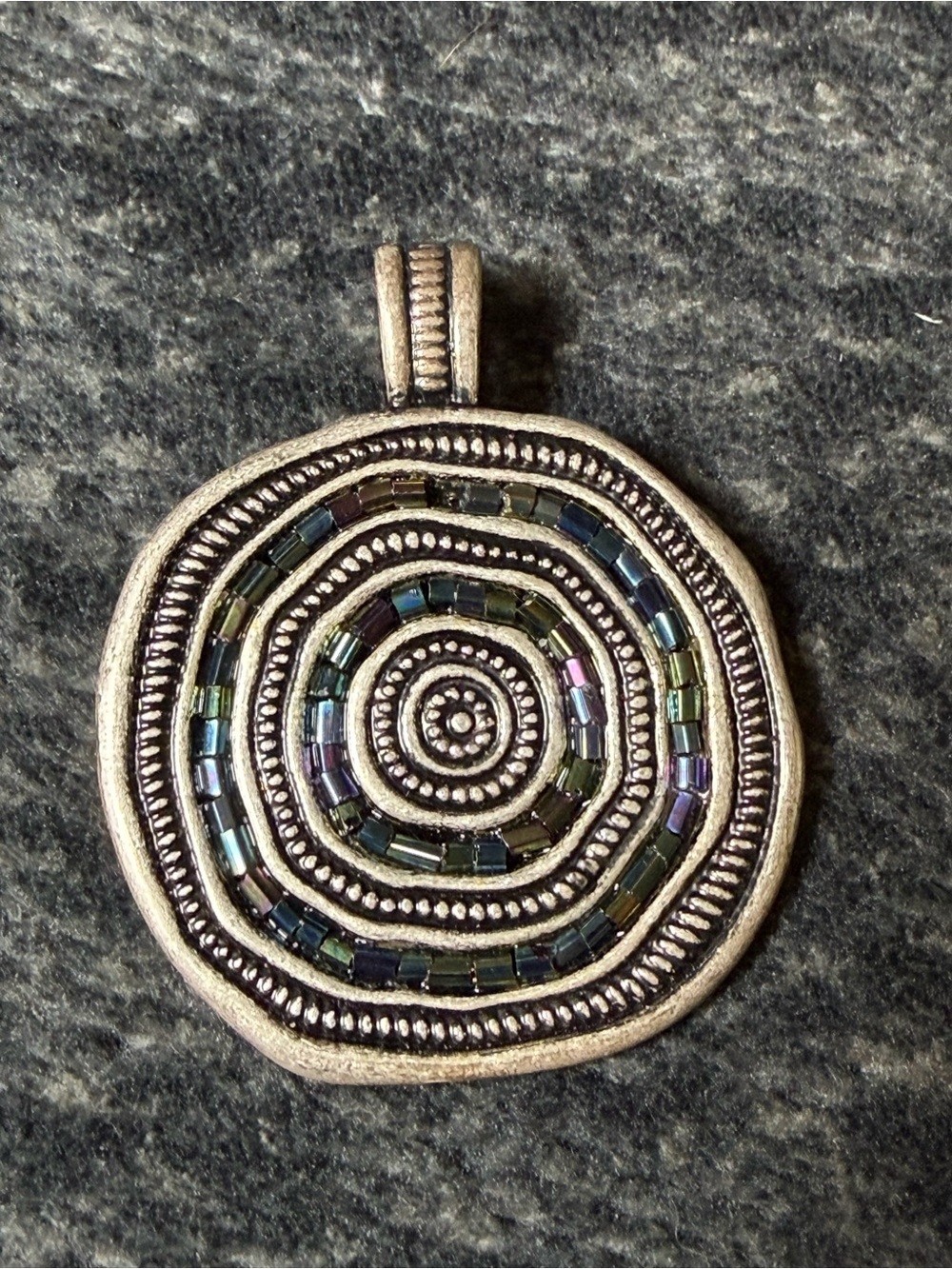 Premier Designs Magnetic Pendant Silver Tone Iridescent Mosaic Statement Charm