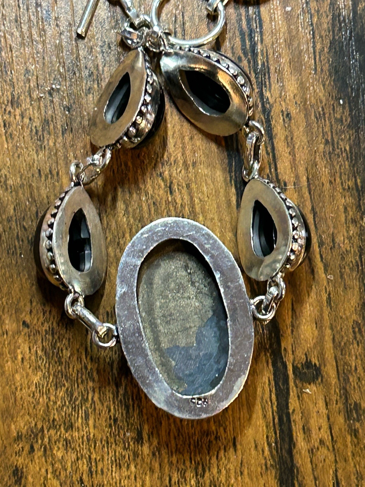 2999. Apache Pyrite Black Onyx Gemstone Handmade 925 Silver Bracelet 28gm