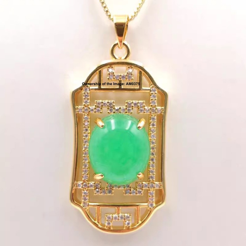 NEW Yellow Alloy Heating Jade Pendant Oriental Cultural Style Pendant 42mm H