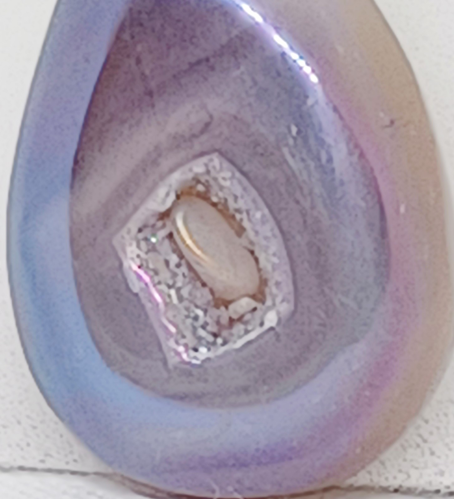 White & Purple Drusy Quartz Pendant (25g) With 20″ Stainless Steel Necklace NEW