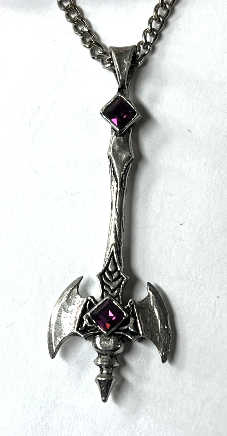 Comstock Creations Weapon Lead Free Pewter Dbl Battle Axe Necklace Old Inventory