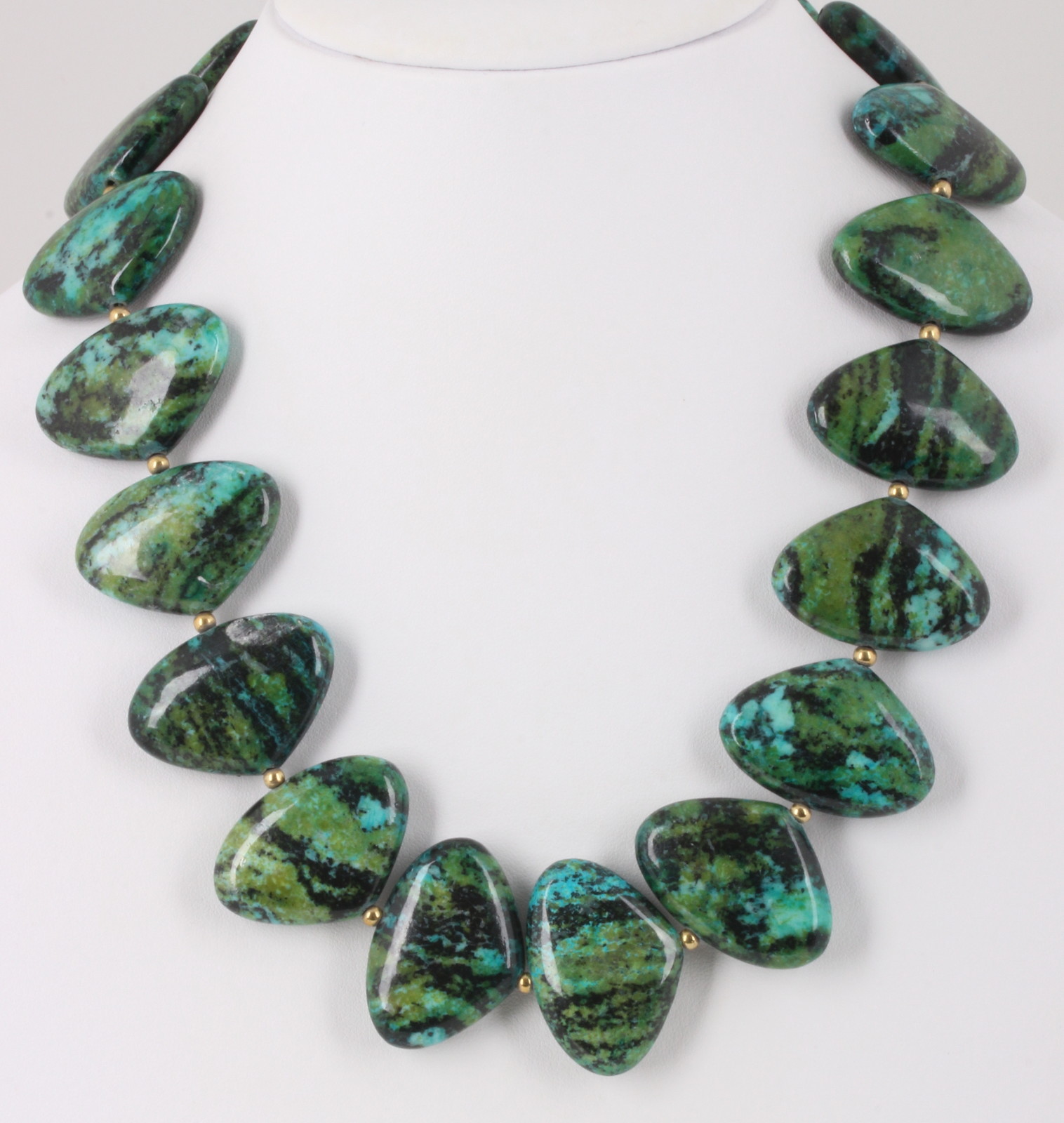 COSTUME CHUNKY HEAVY CRYSOCOLLA STONES NECKLACE FASHION 0946B