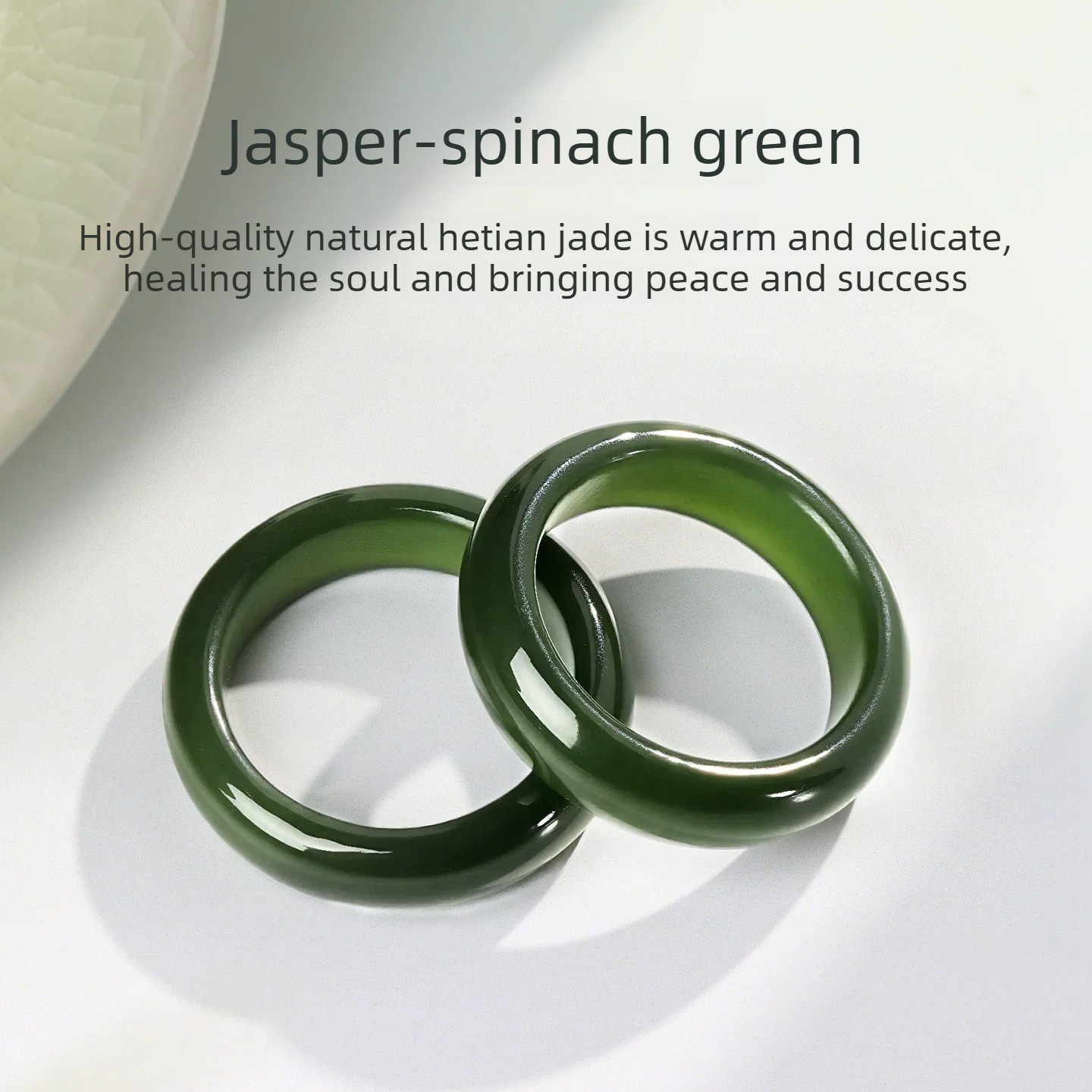 Natural Nephrite Jade Ring Green Flower Pattern Hotan Jade Women Jewelry