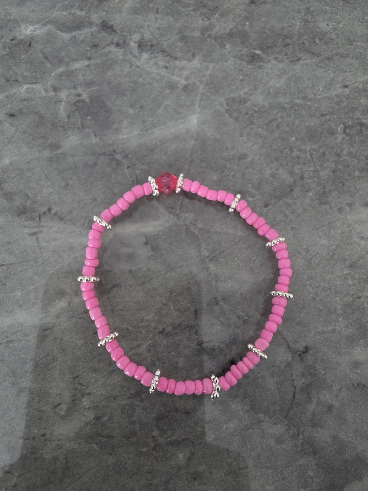 Handmade|Seed Beaded Bracelet | Stretch |Pink | Uk based