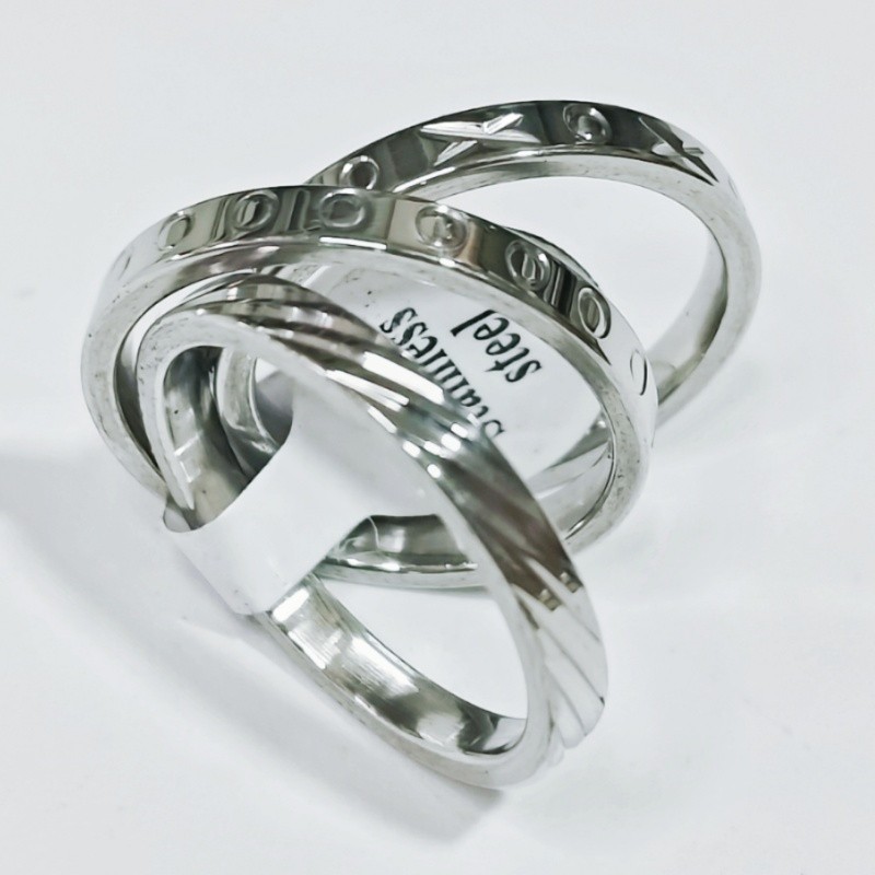 35Sets 105Pcs 3 in 1 Stackable Stainless Steel Rings Mixed Styles Unisex Jewelry