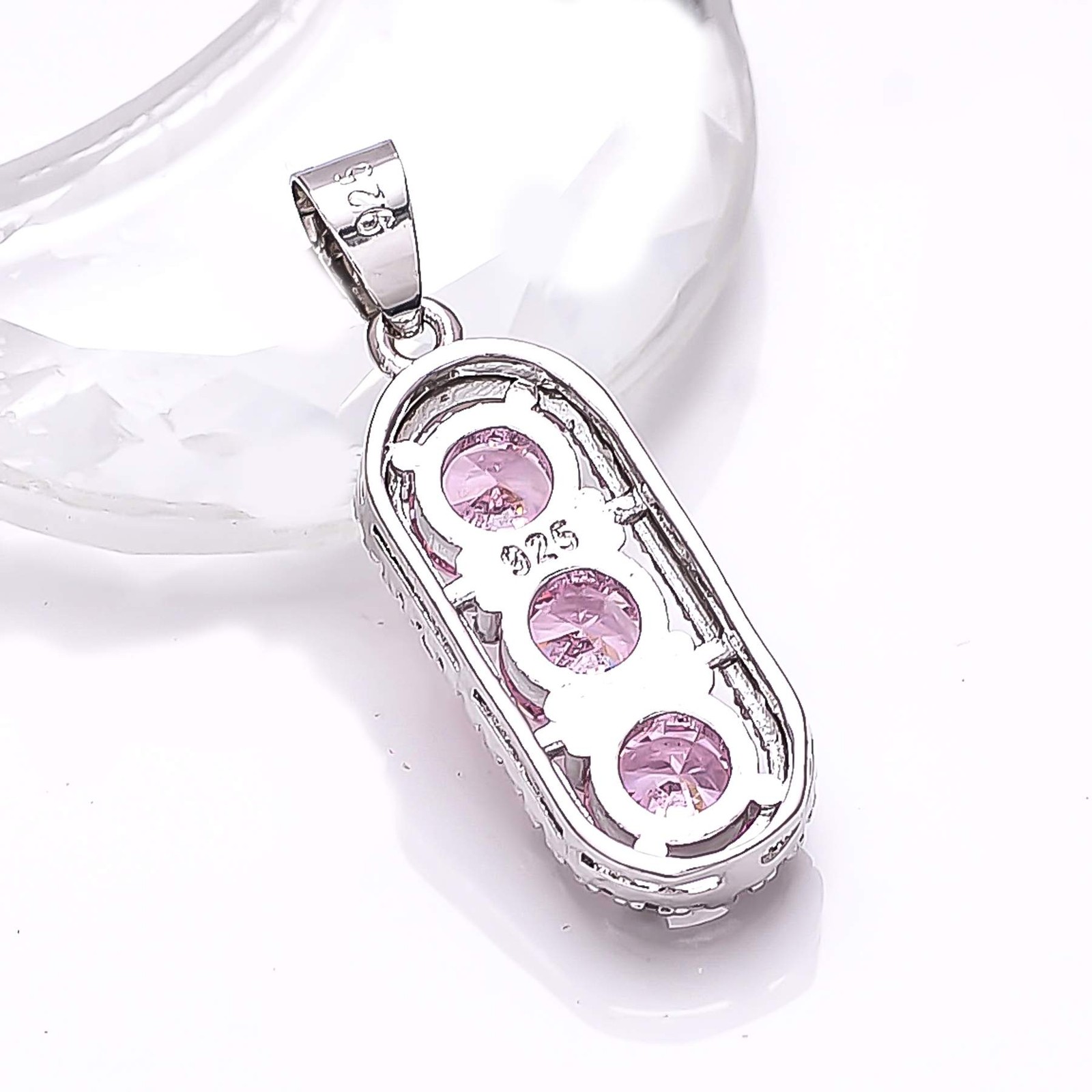 Pink Sapphire – Simulated & CZ Gemstone 925 Sterling Silver Pendant 1.10″ P79326