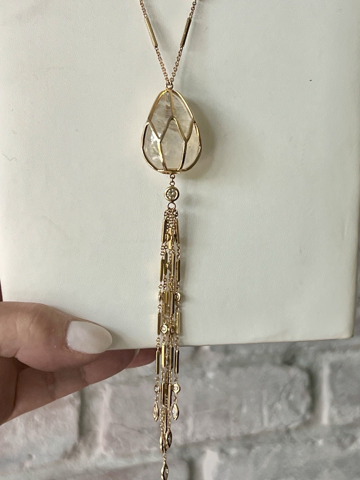 Authentic Jacquie Aiche Caged Crystal Quartz Necklace Lariat