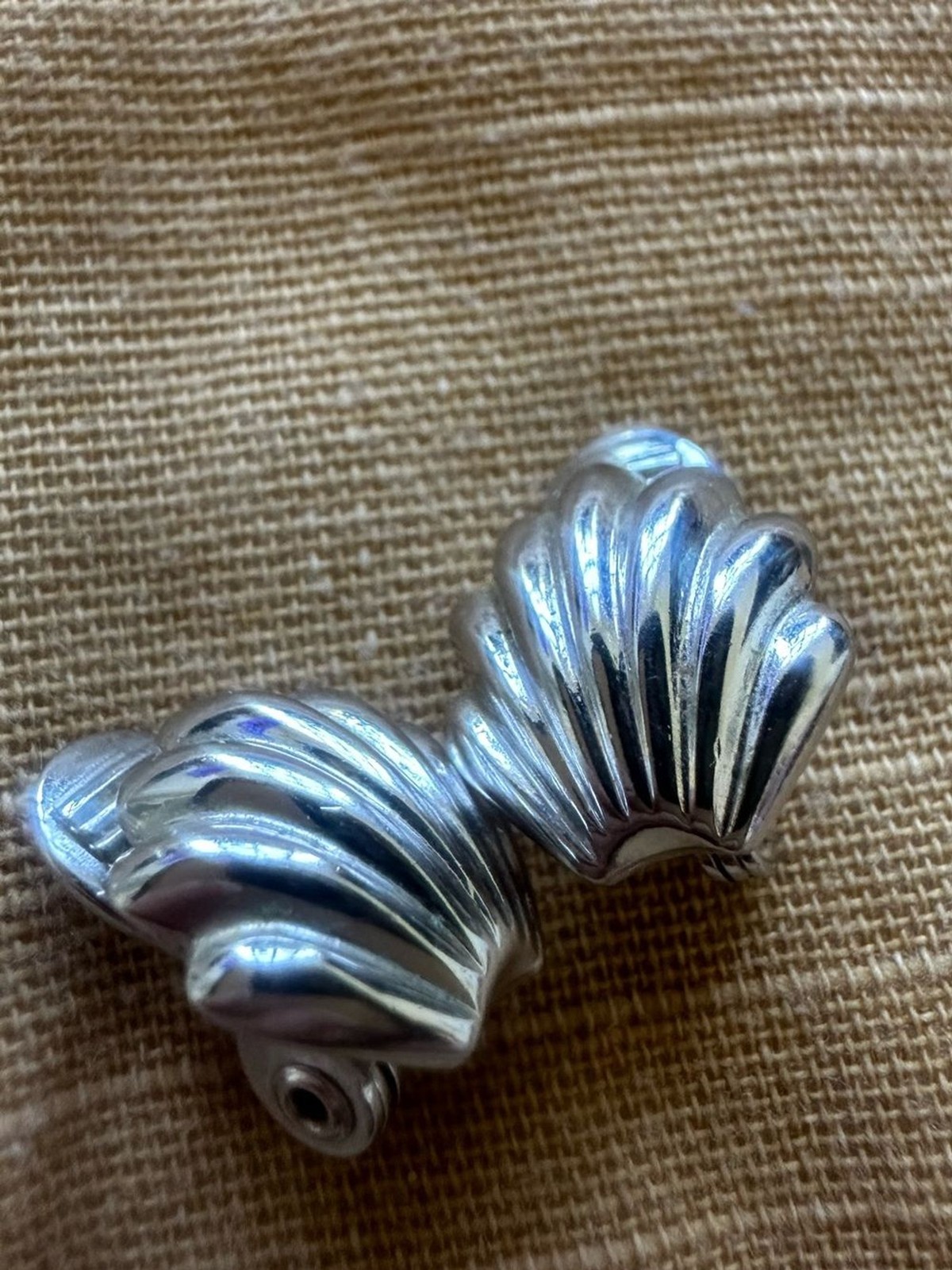 Vintage Monet Silver Shell Motif Clip-On Earrings