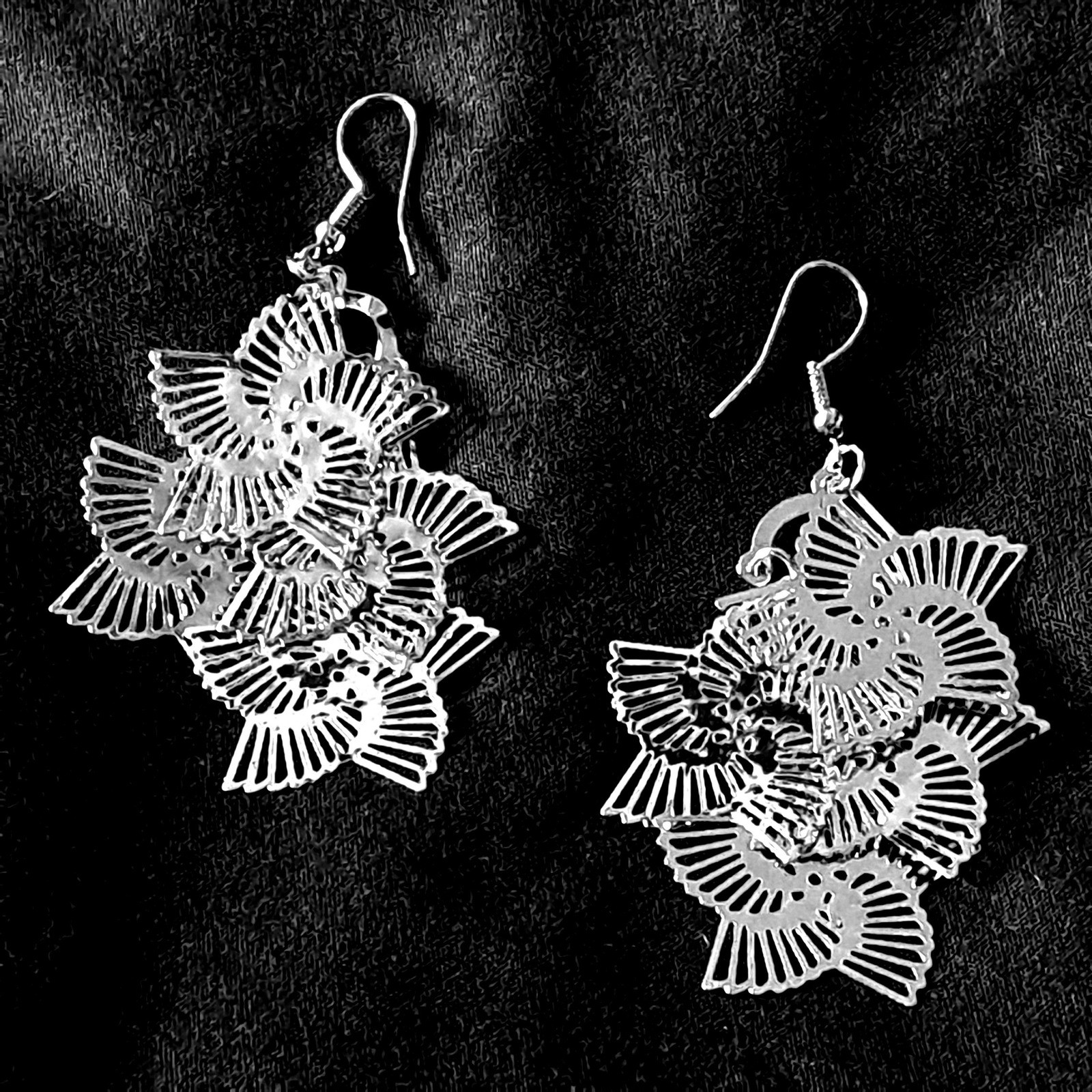 Boutique Fan Drop Earrings Star Dancer Filigree Mandala New Statement Dangle