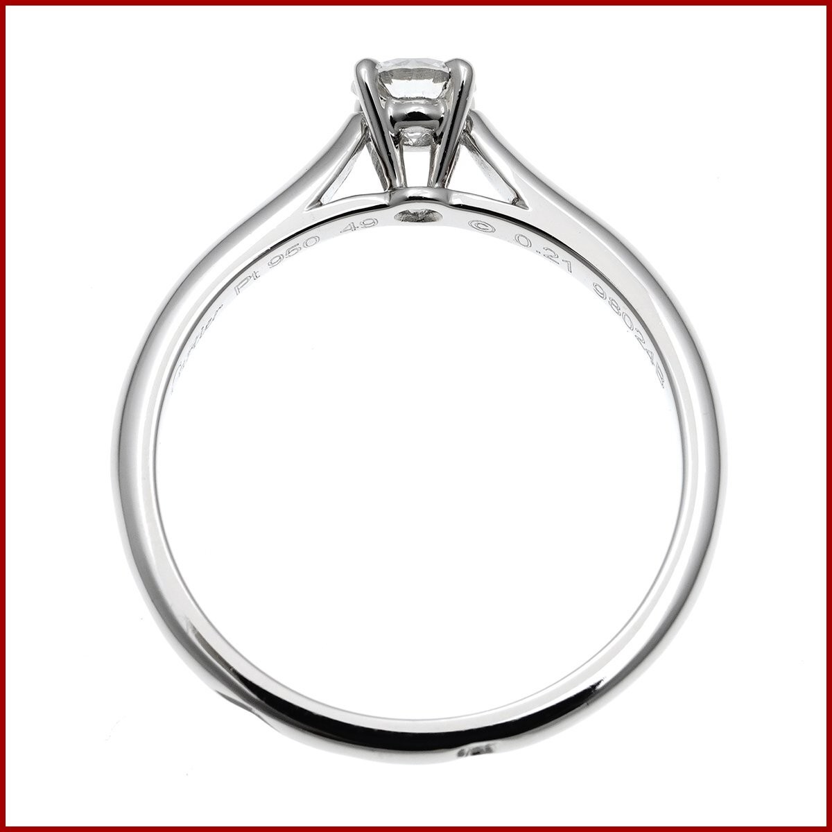 CARTIER 1895 Solitaire Ring Diamond 0.21ct Platinum 950 EU 49 / US 4.75 Auth