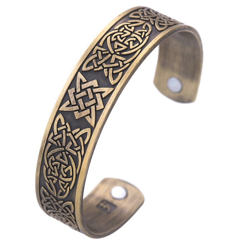 MENDEL Mens Vintage Norse Viking Celtic Trinity Knot Irish Cuff Bangle Bracelet