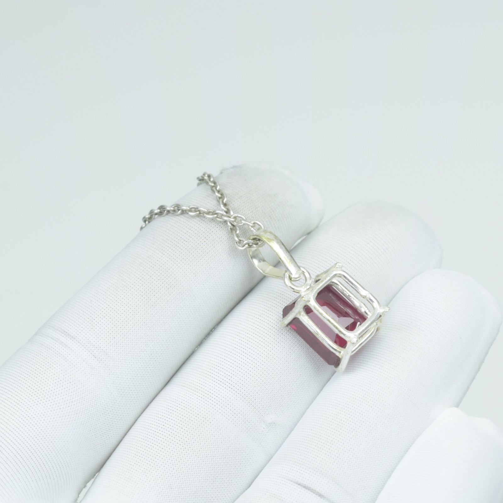 Luxury Mozambique Red Ruby Necklace Jewelry, 925 Sterling Silver Pendant Gift,