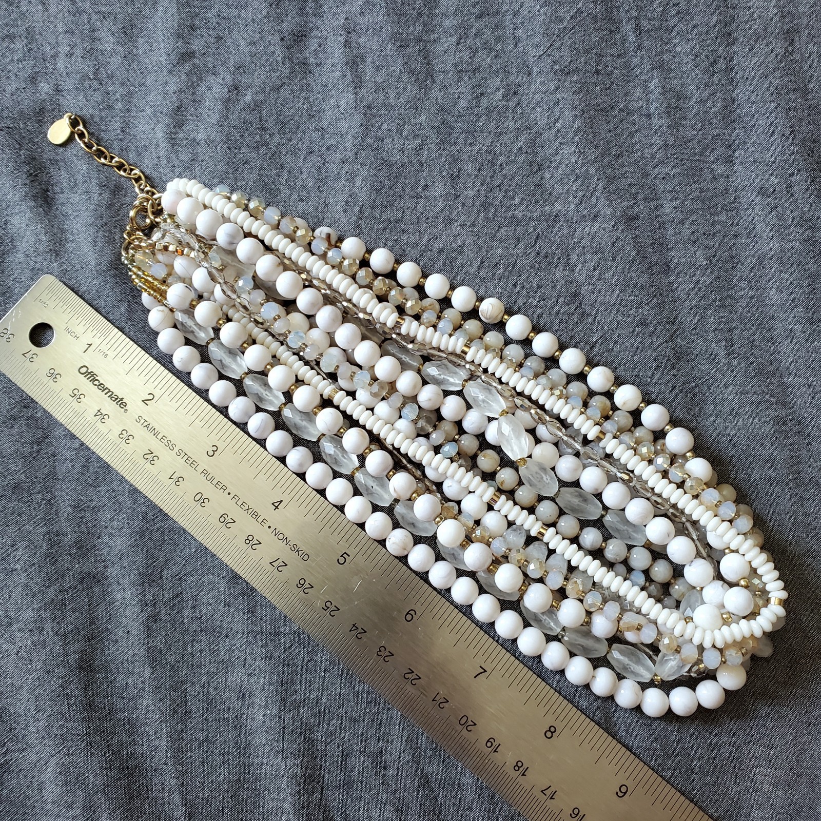LOFT White and Gray Multistrand Necklace, 18 inch statement necklace