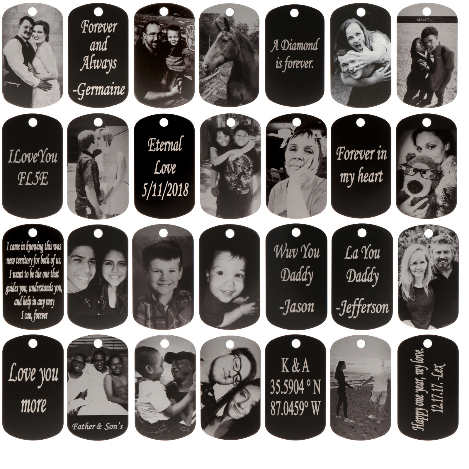 CUSTOM MADE PERSONALIZED PHOTO LASER DOG TAG PICTURE PENDANT w/ 24″ BALL CHAIN