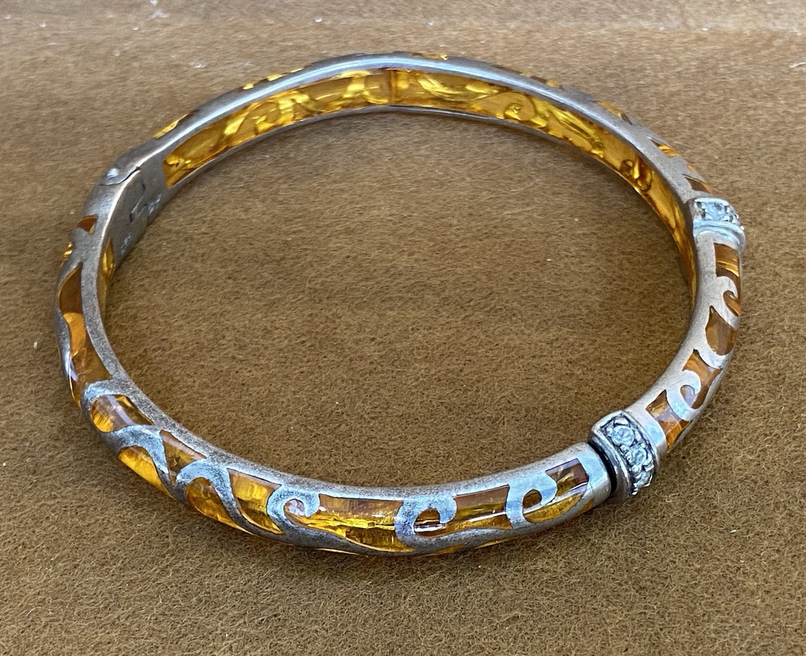 ANGELIQUE DE PARIS 925 Sterling Silver Resin VERANDA Bracelet SIGNED AP ~France