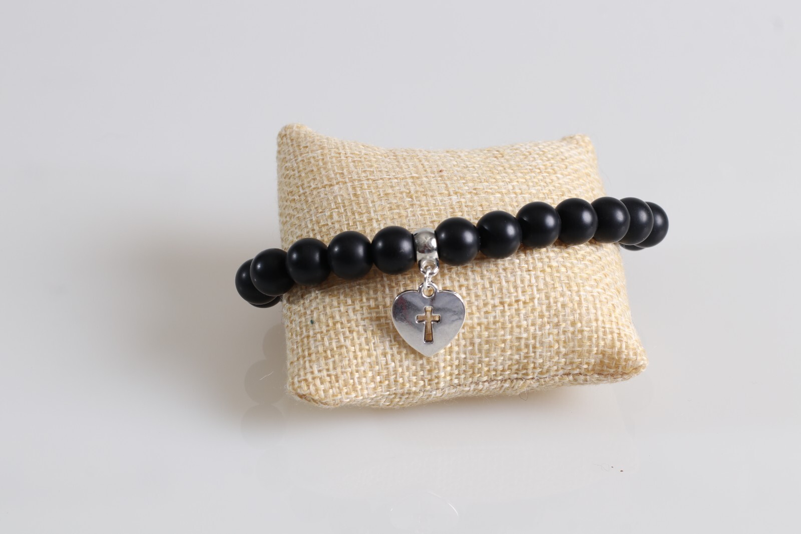 Pulsera Negra Para Hombres cuentas Ágata Onix Ágata Rayada Y Acero Inoxidable