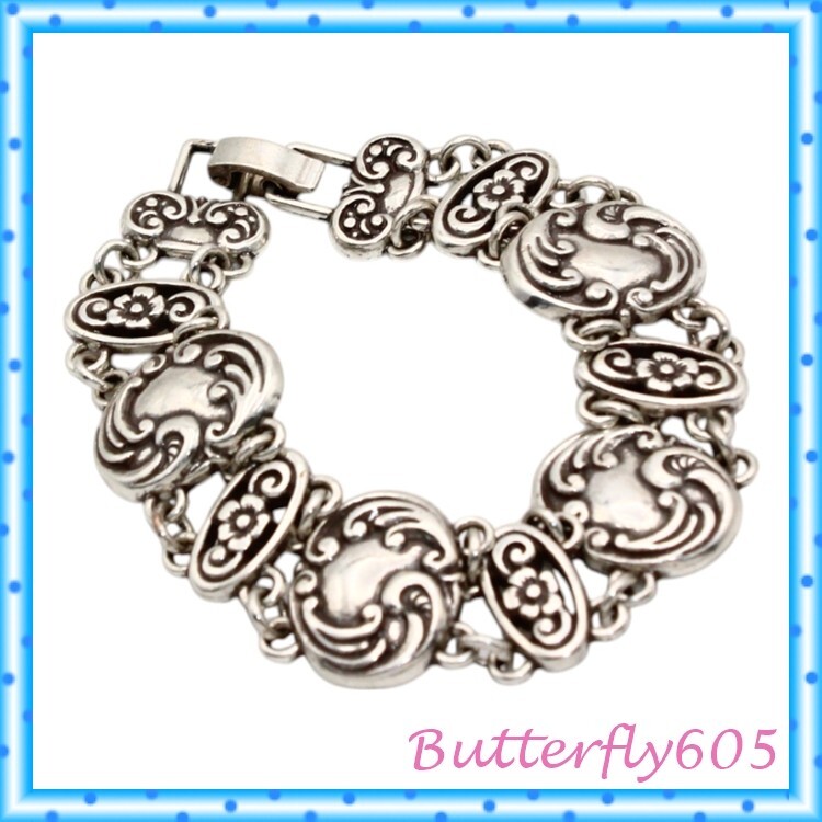 Brighton Silver Vintage Floral Fold Over Bracelet 7″ NWOT