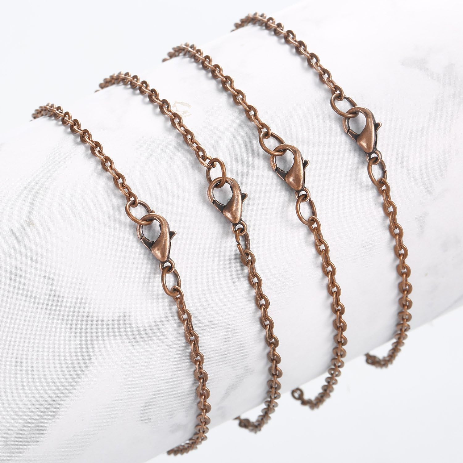24 Pack Antique Red Copper Cable Chain Necklace Twisted Link Chain for Jewelry M