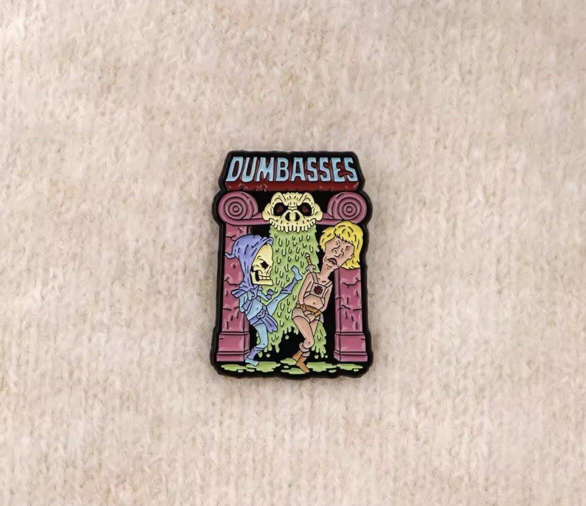 Dumb Head Butt Brothers Style Pin 1pc With Rubber Backer Humorous Pin Dumb Bros