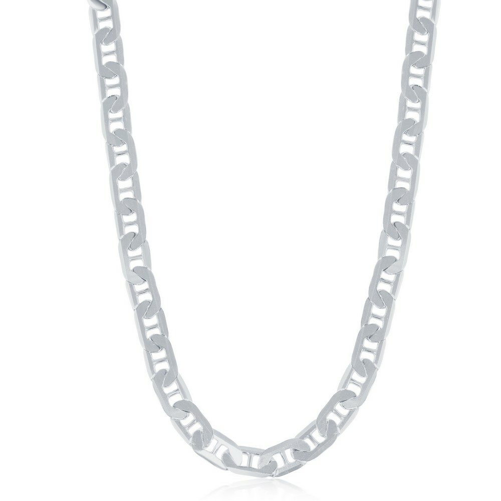 Sterling Silver Rhodium Plated 5.8mm Flat Marina Chain, 20″