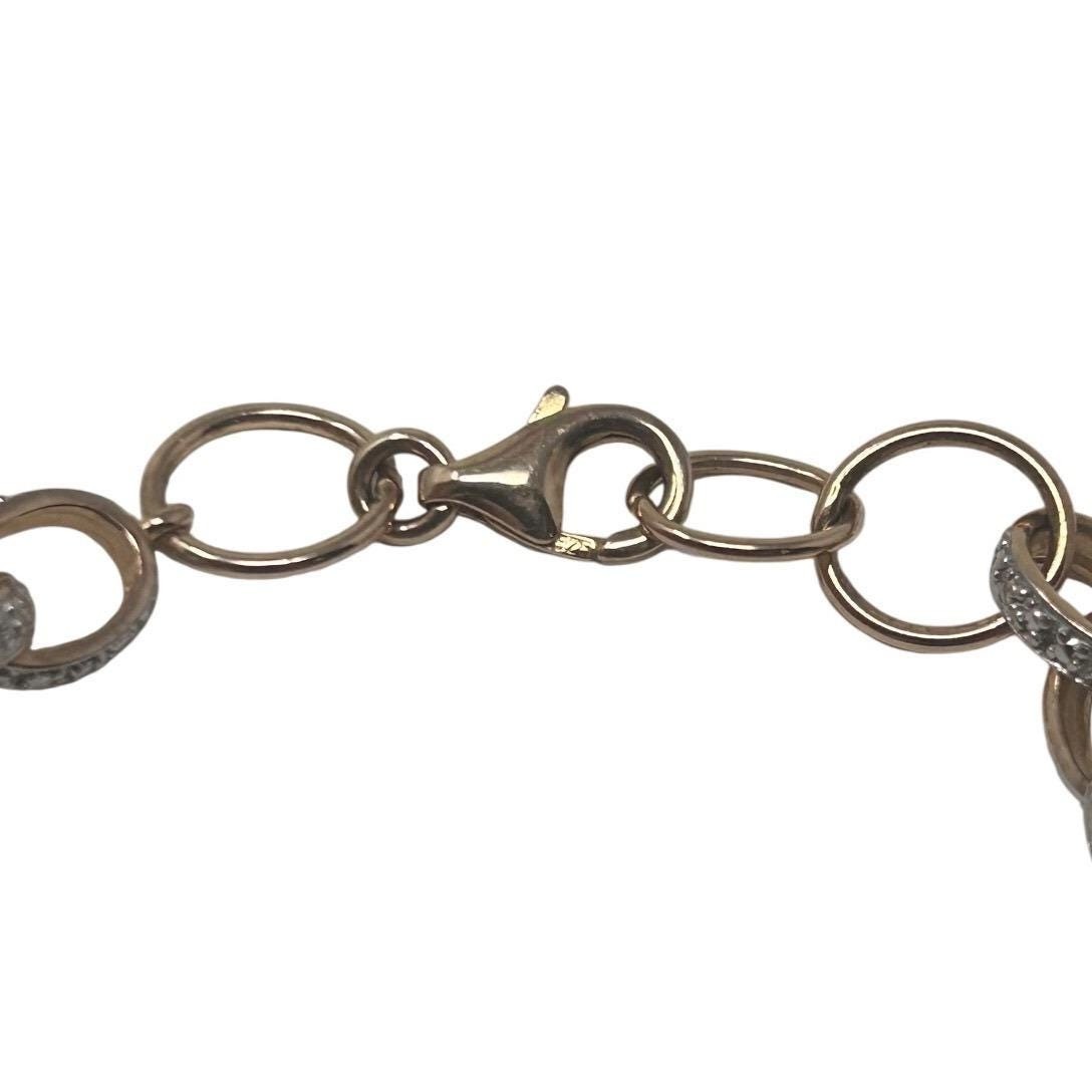 Sterling Silver 925 Pave CZ Alternating Oval Link Bracelet 7.5″ Lobster Clasp