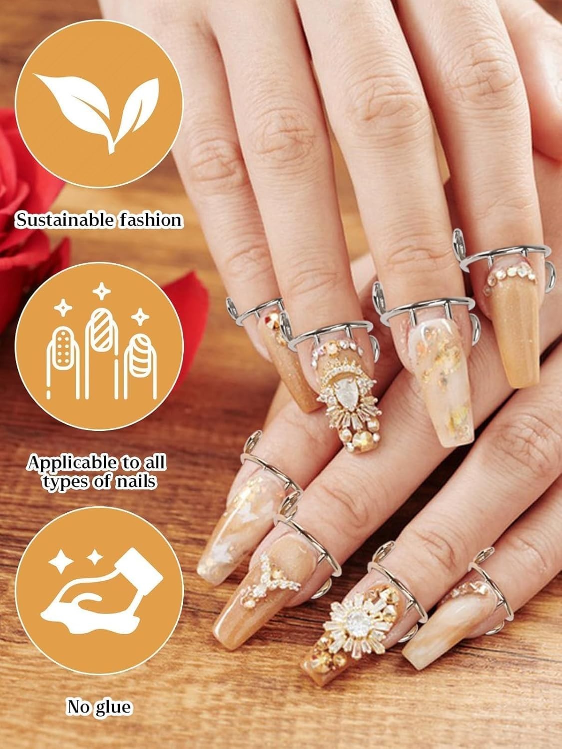 20PCS Adjustable Nail Rings Set – Detachable Reusable Women Gift with 96PCS Adhe