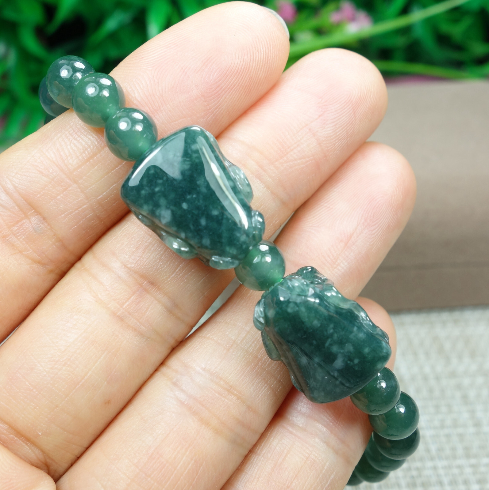 Certified Icy Green 100% Natural A Jadeite jade Dragon Head Bracelet 精工龙头 手链