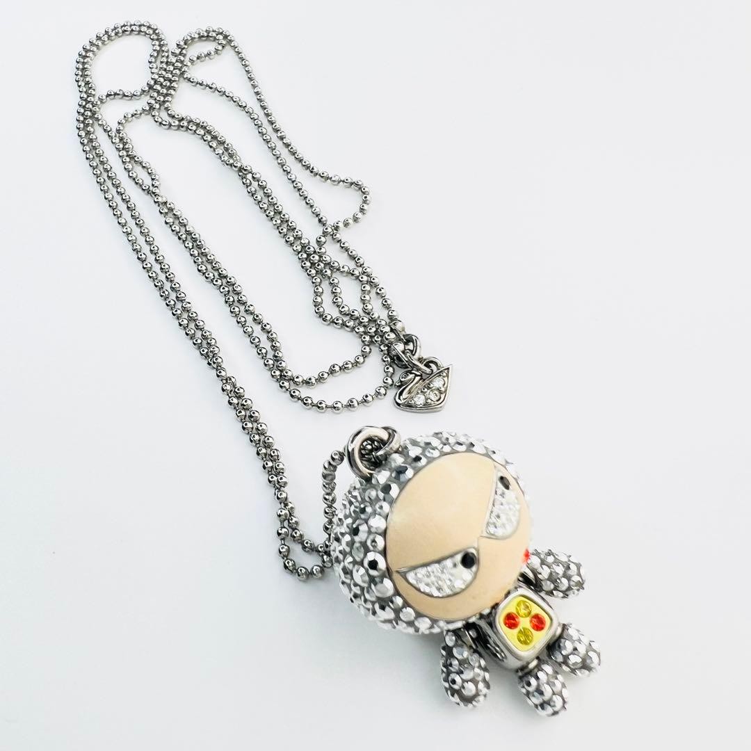 Swarovski Eliot Squirrel Robot Necklace Silver Crystal 90cm No Box Used Japan