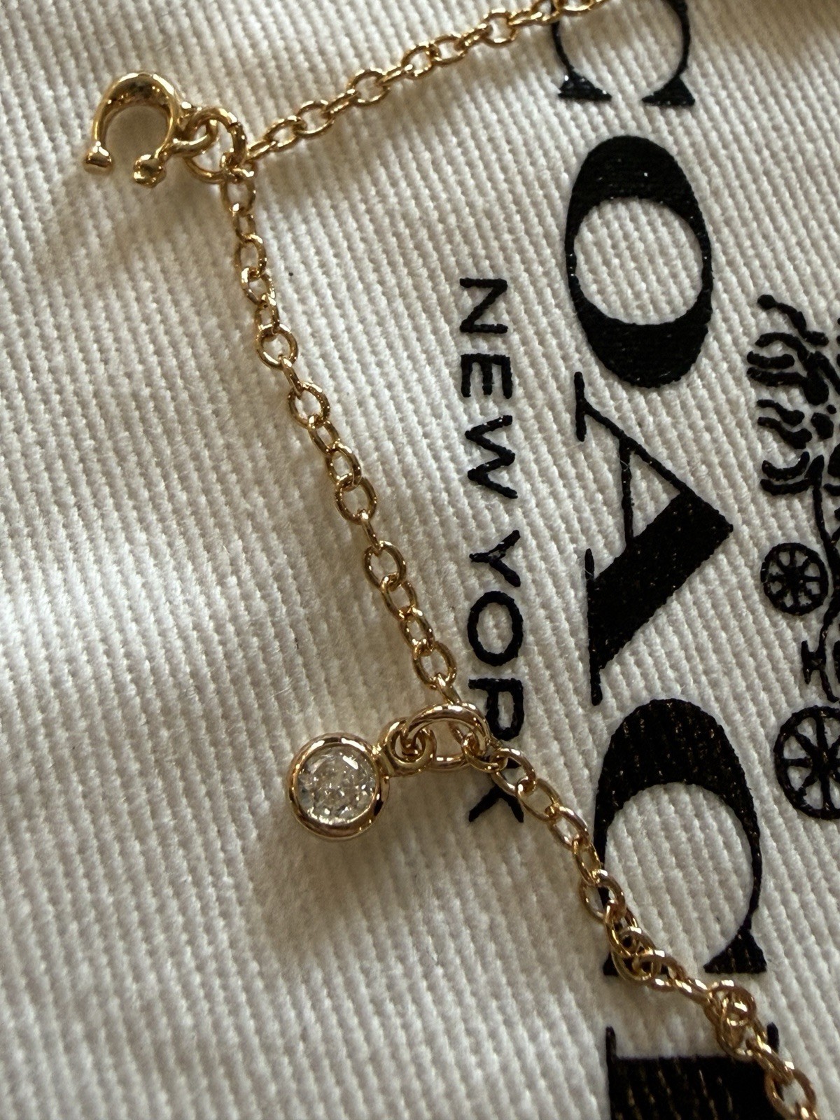 Coach Gold Tone Charm Bracelet NWT Heart Horseshoe Crystal Bracelet
