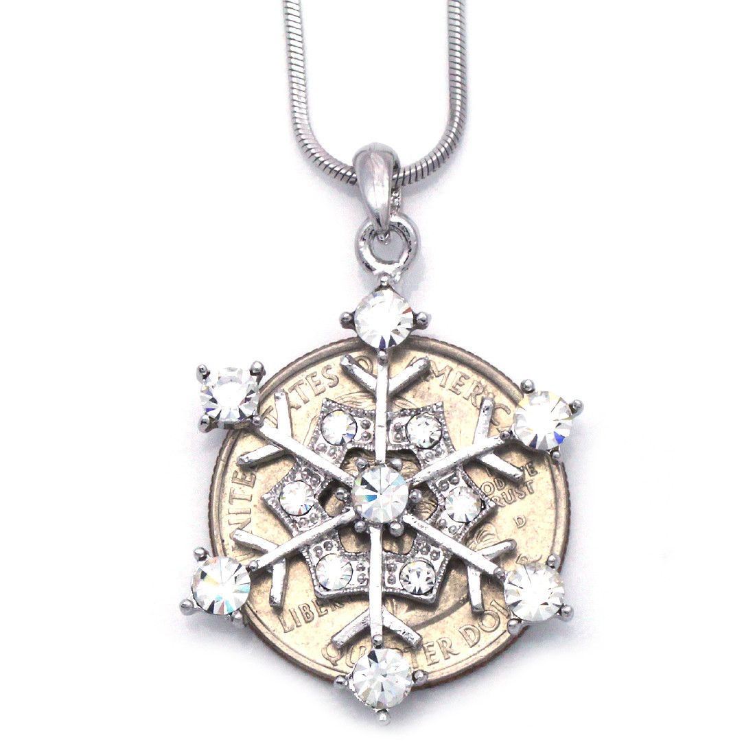 Snowflake Winter Christmas Bridesmaid Bridal Wedding Jewelry Necklace Pendant