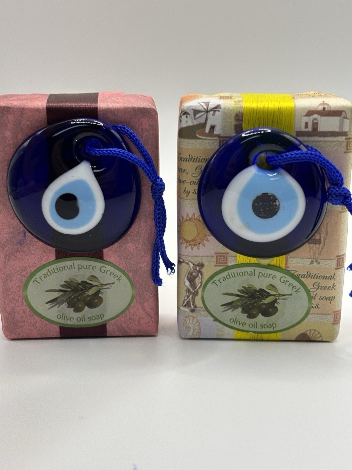 2” Turkish Cobalt Blue Evil Eye Nazar Amulet Lucky Protection Attached To Soapx2