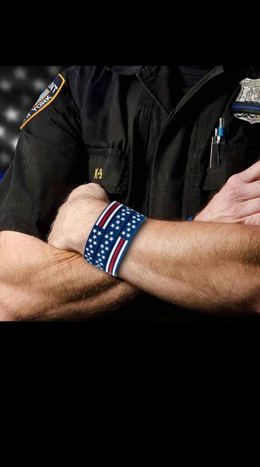 Patriotic Bracelets. Red, White and Blue With A Blue Rubber Band Bracelets.