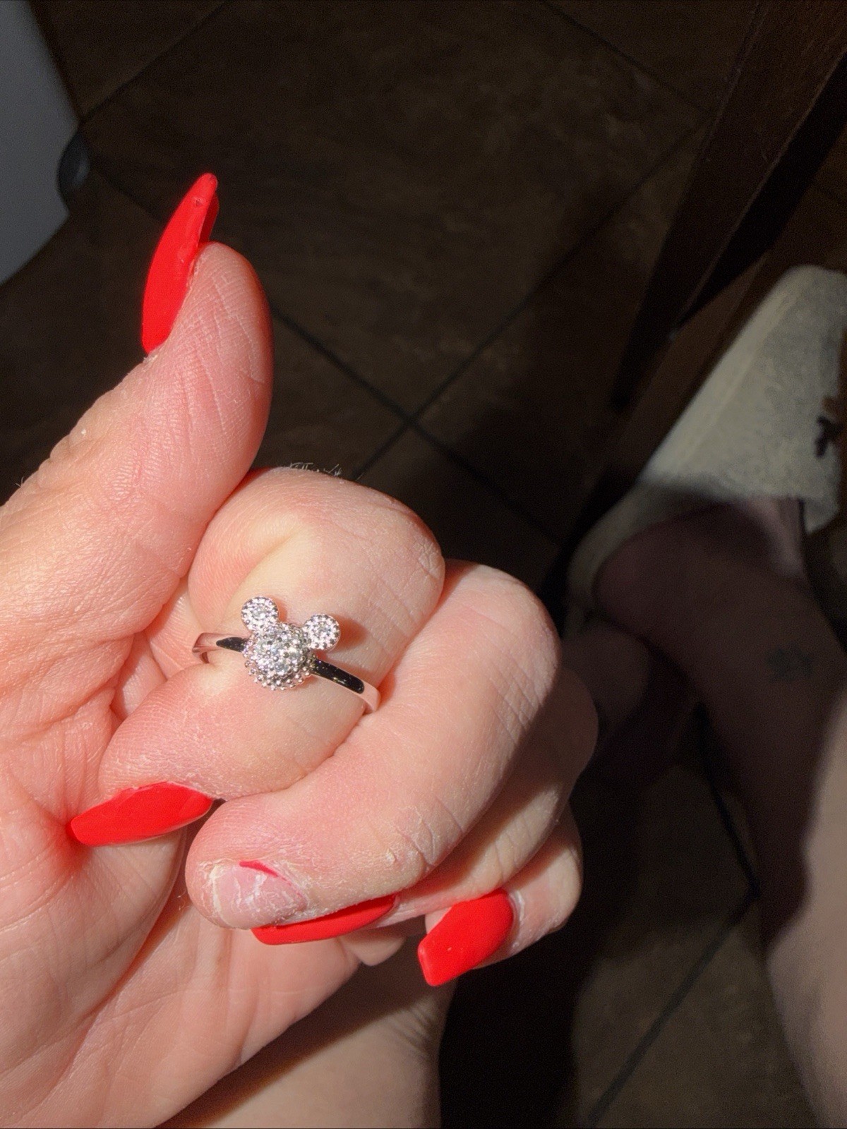 Dankadi 925 Silver Ring Female Matte Design Mickey Rings 9