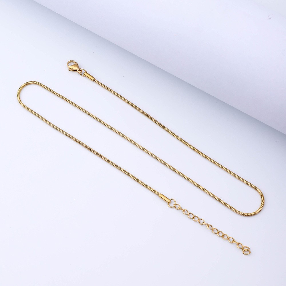 Stainless Steel Silver Gold Round Snake Chain Necklace Anti Tarnish w 2″Extender
