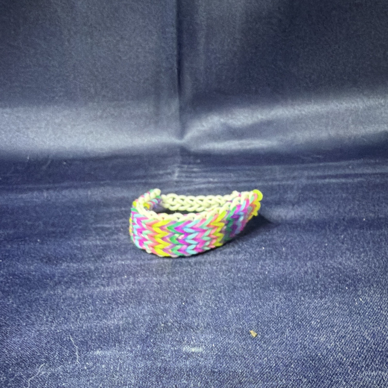 Handmade Multicolor Plastic Loom Elastic Band Bracelet Adjustable Size
