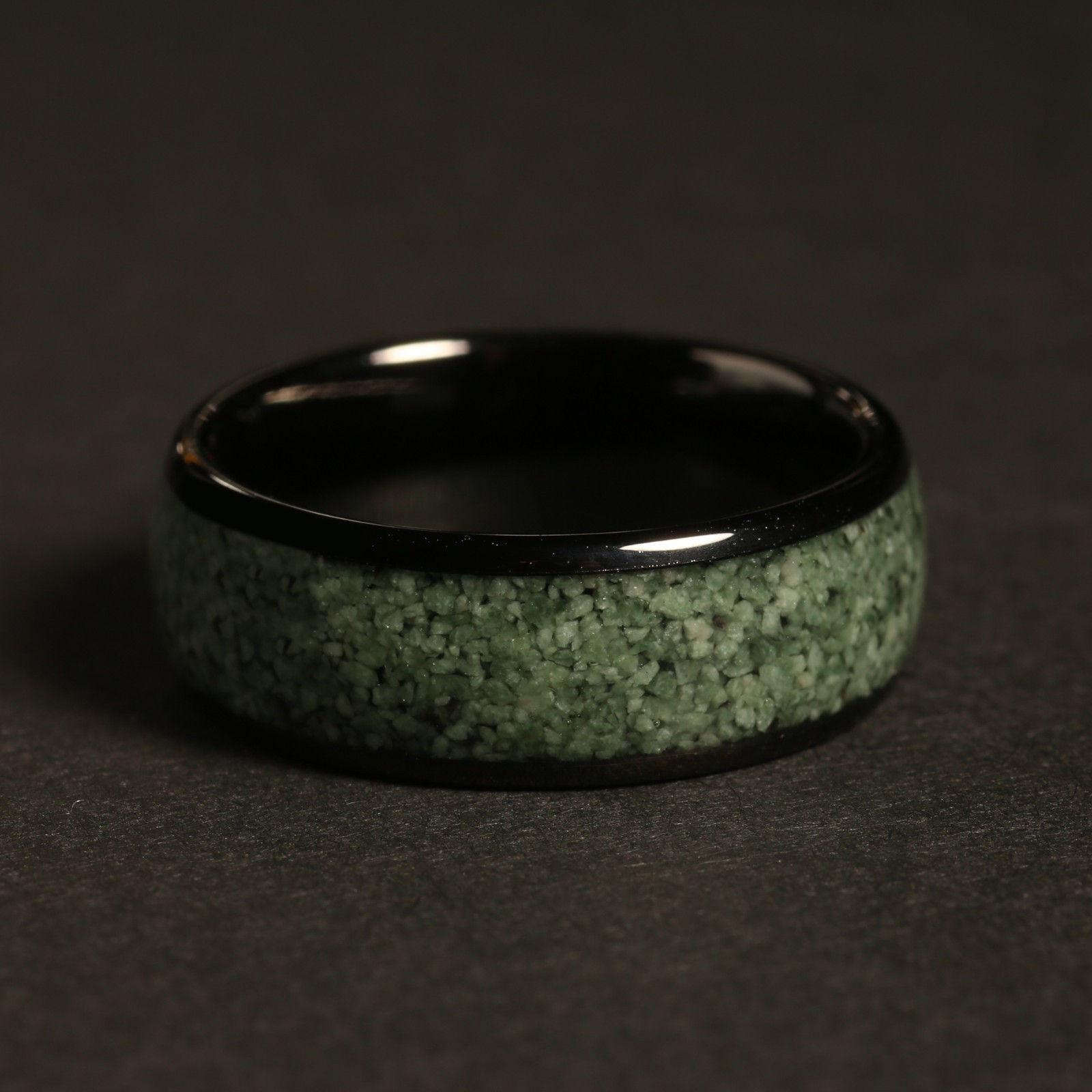 Viridescent Bond – Moss Agate & Black Tungsten His & Hers Couples Rings