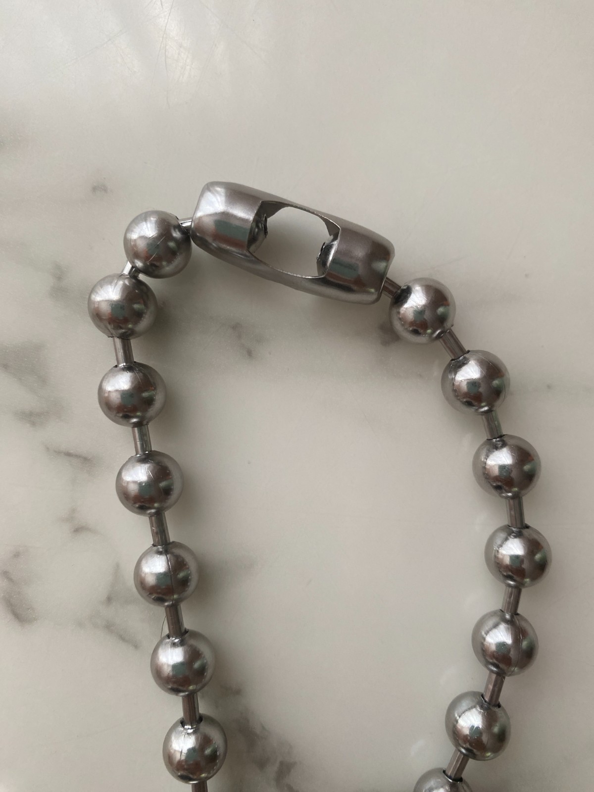 Clear Bubble Heart Necklace Silver Chunky Ball Chain Y2K – 8.75″ Overall Length