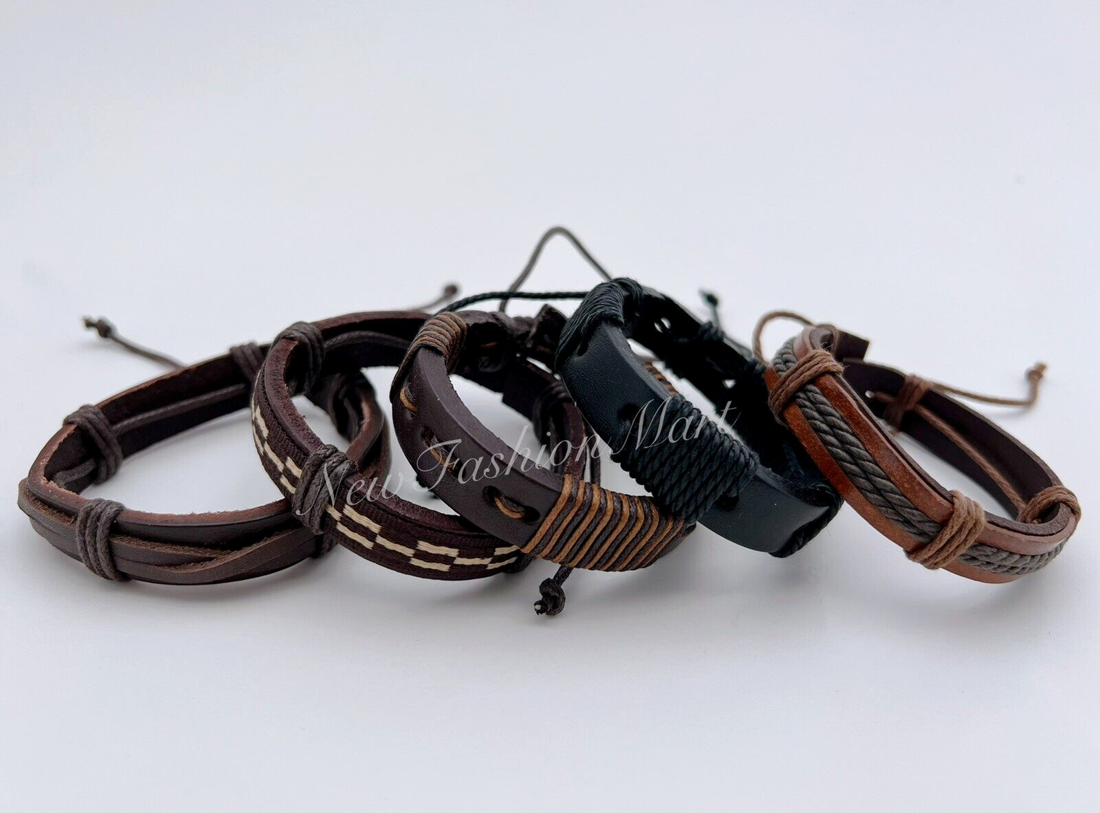 New Unisex Adult Leather Wrist Bracelets ($9.99 for Set of 5)