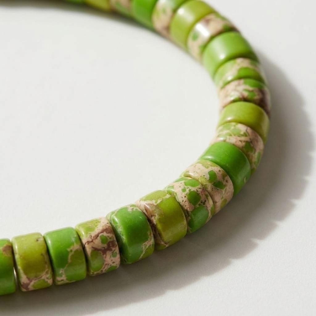 Tiger Eye Pendant Necklace, Green Imperial Jasper Necklace, Heishi Bead Choker,