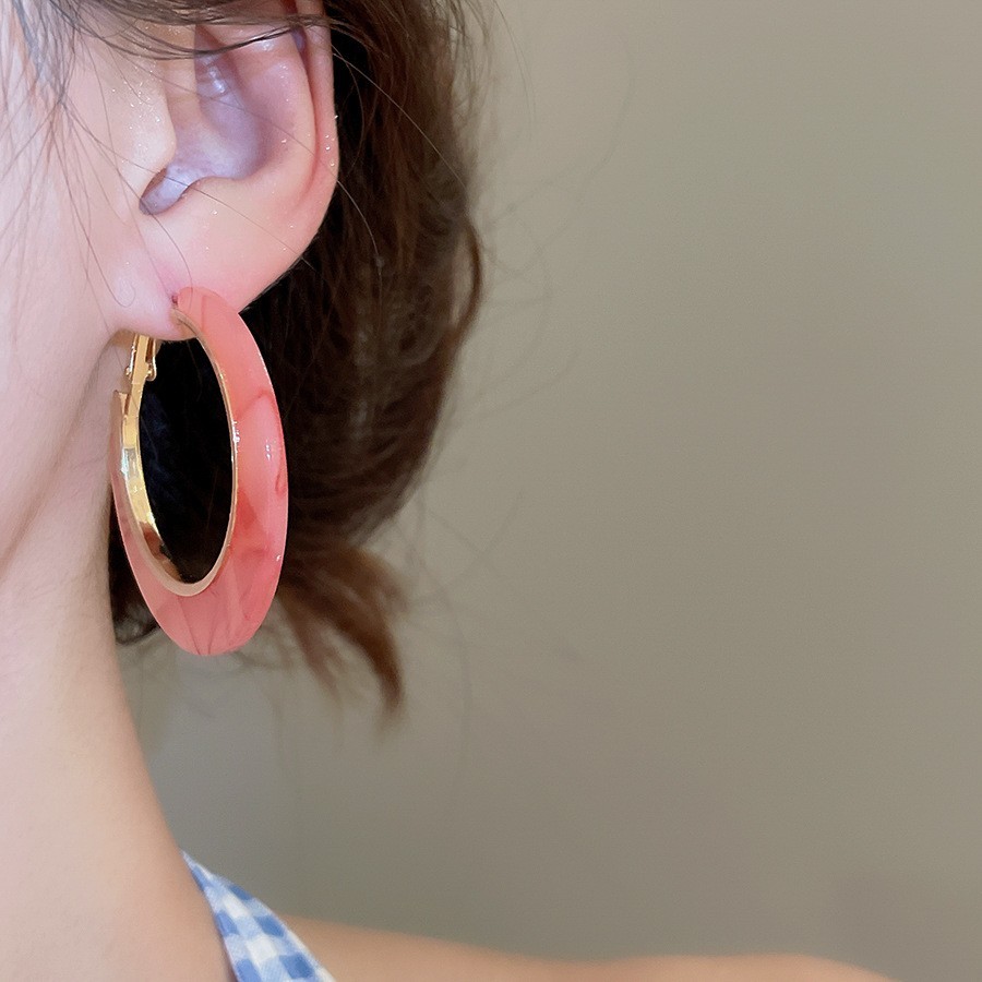 6 Pcs Set C-shaped Earrings Smudged Leopard Print Hoop Earrings Luxury Jewelry