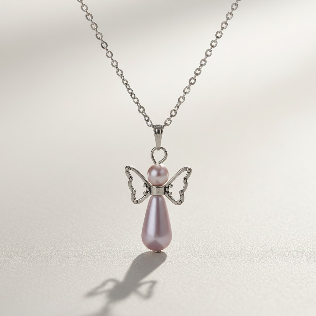 Angel Wing Charm Acrylic Bead Dangle Pendant Necklace Jewelry