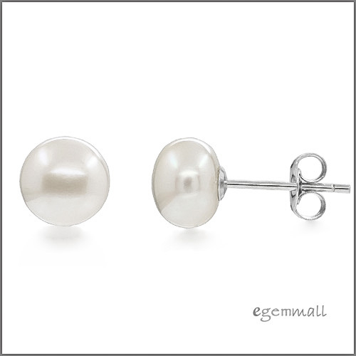 Sterling Silver Stud Post Earrings Pearl 7.8-8mm #53084