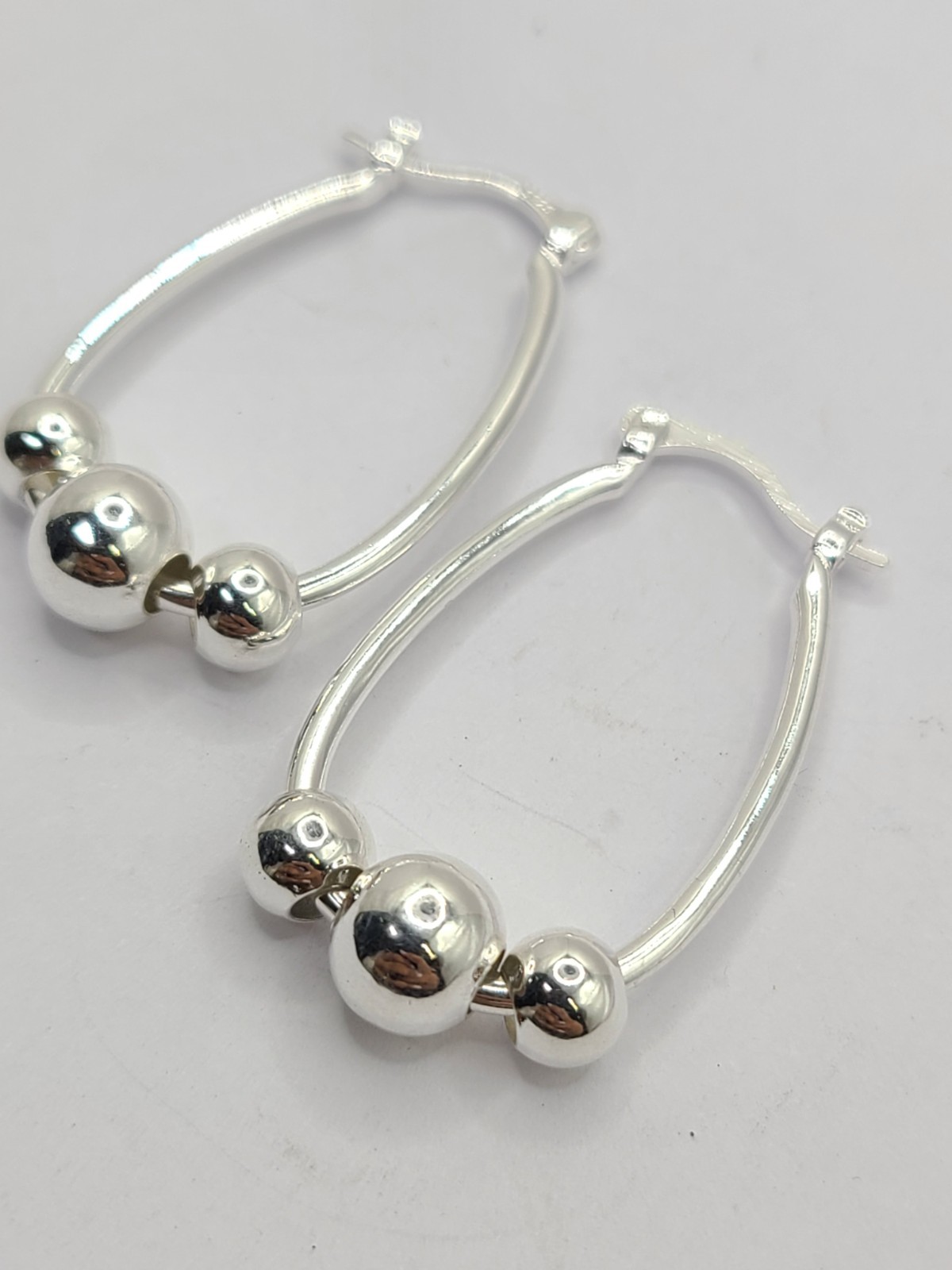 3-bead Ring Earrings 18mm Pendant Bead Ring Earrings Suitable 5.06gr T.W