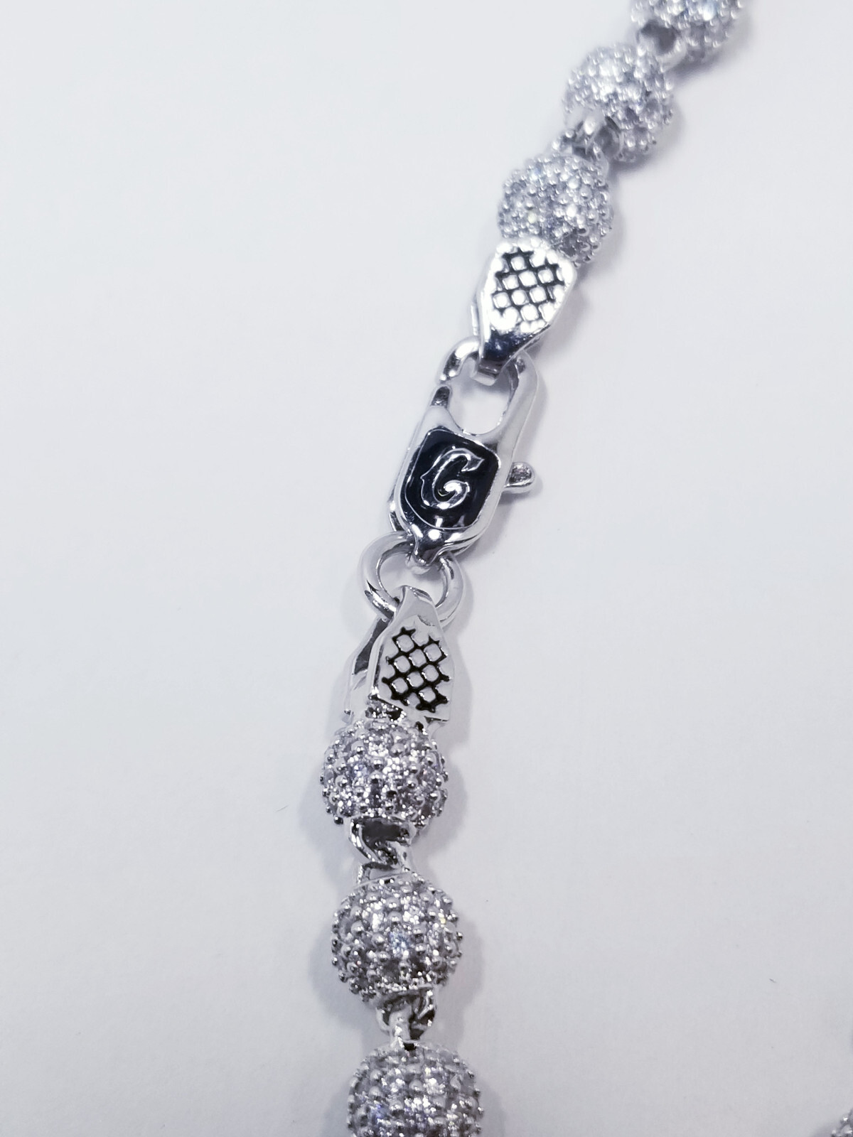 GLD Shop Ball Necklace in White Gold Plated- 4mm