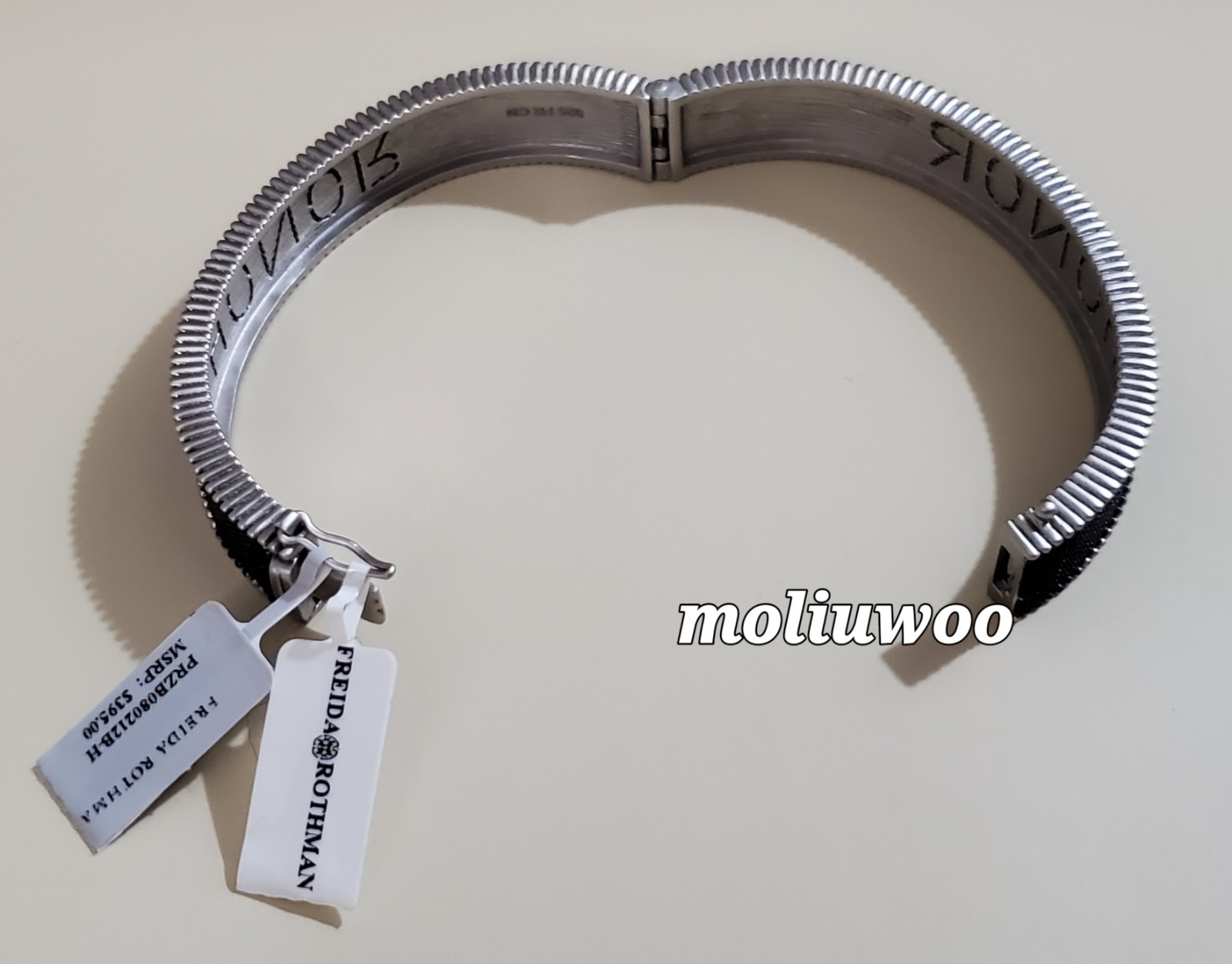 New Freida Rothman 925 Sterling Silver Rhodium Matte Finish CZ Honor Bracelet