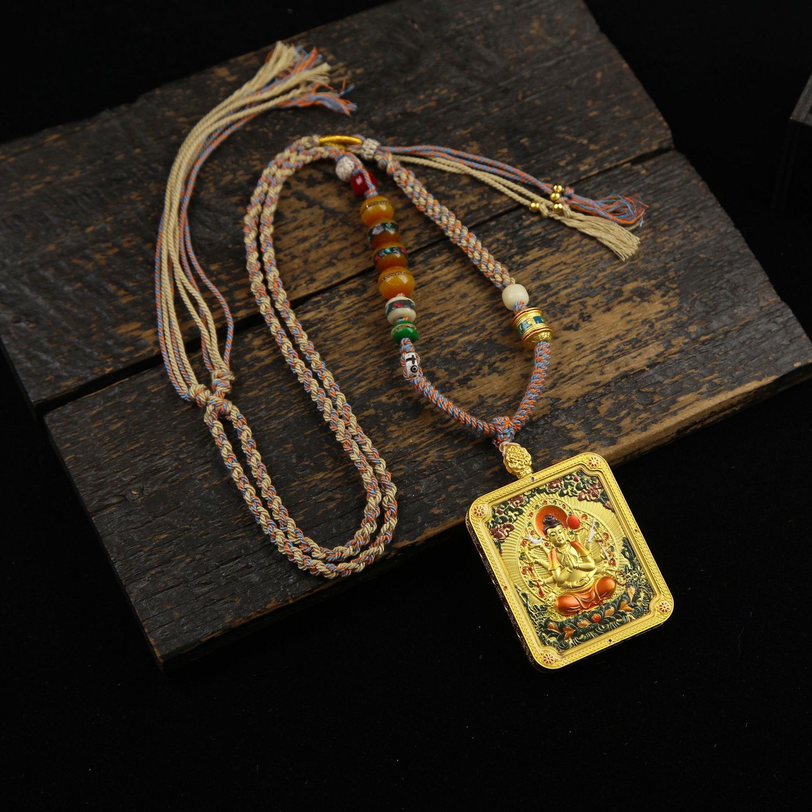Thangka Five Gods Manjusri Bodhisattva Tibetan-style zodiac necklace pendant