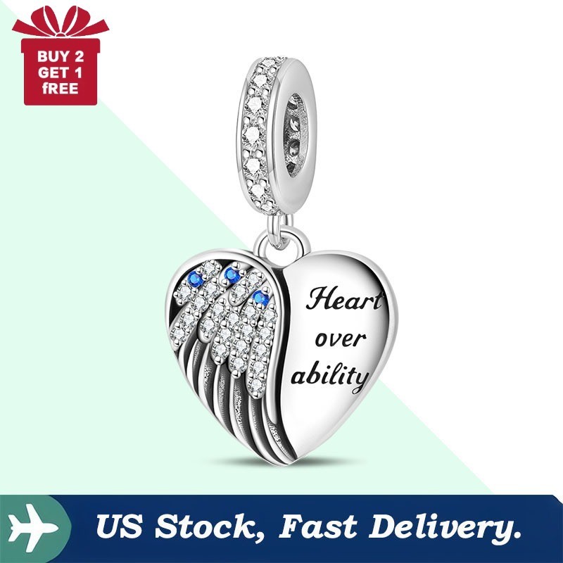 KUNSIR Sterling Silver Loyal Guardian Heart Pendant Charms For Bracelet Necklace