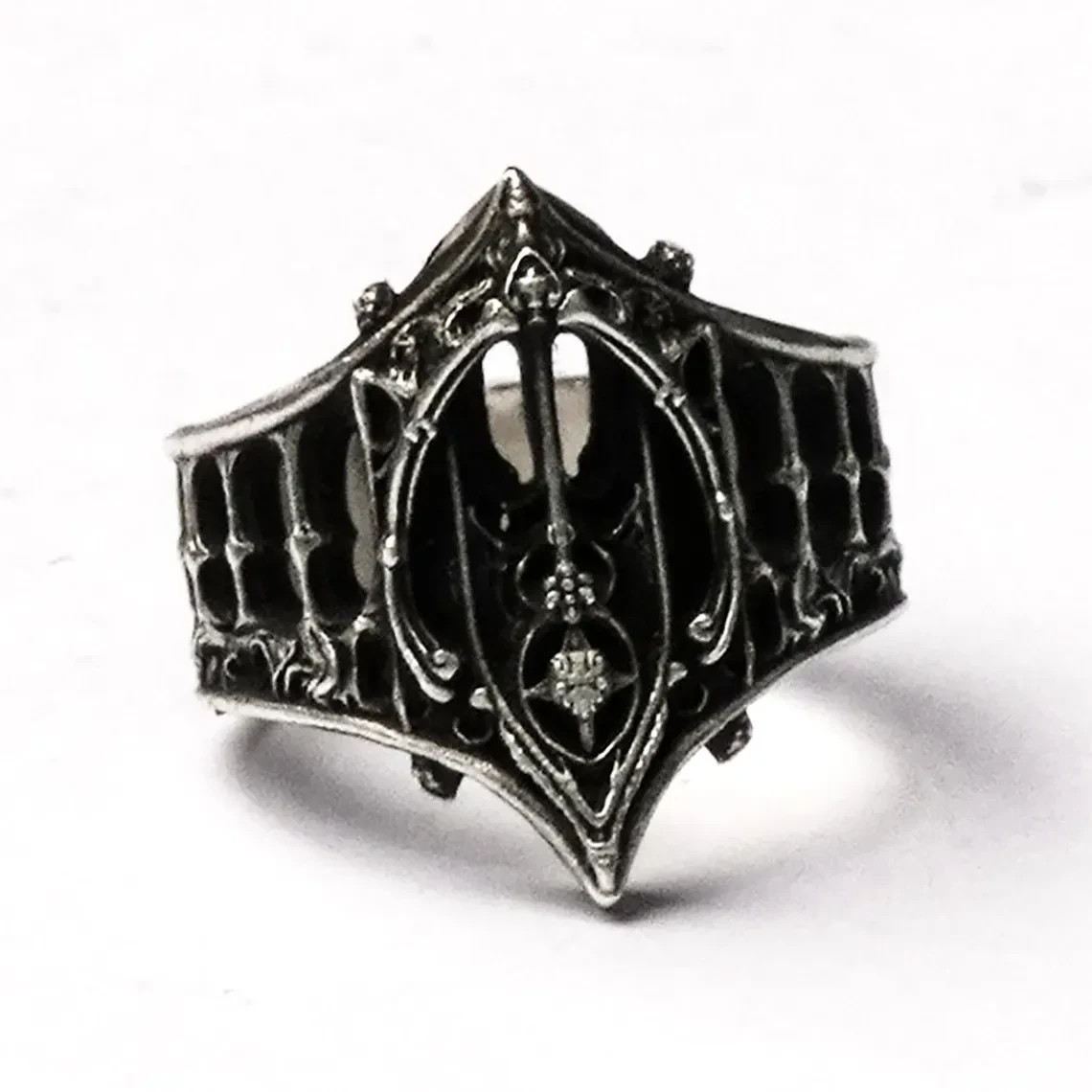 Dream Corridor–Gothic Ring, 925 sterling silver handmade, biker punk rock style