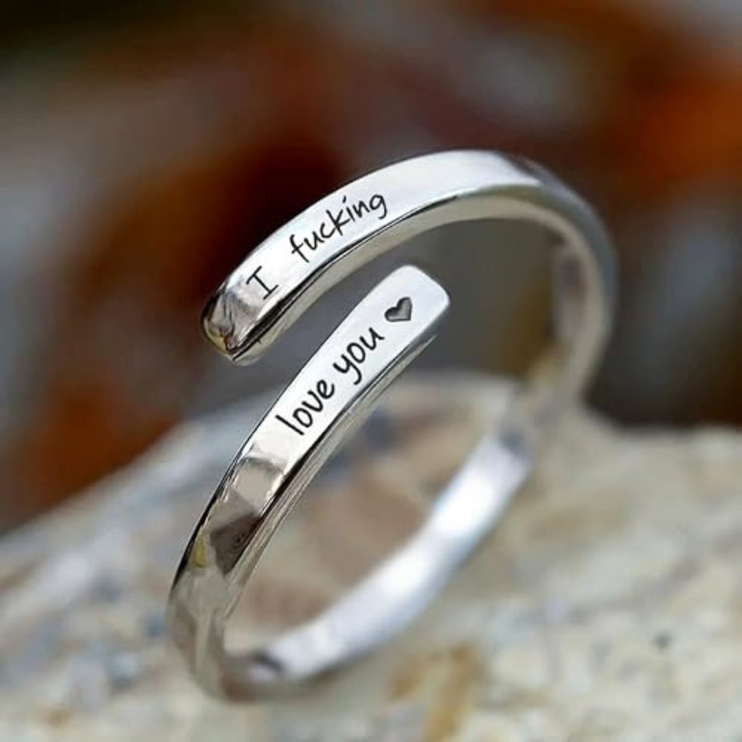 I F♡Cking Love You Ring for Women, Hope Rings Adjustable Stainless Steel Silver